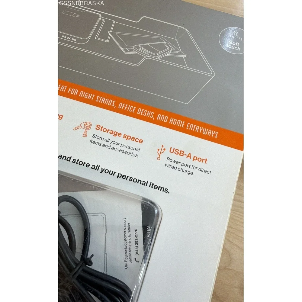 Eggtronic VTBB10 Wireless Charging Valet Tray 10W Fast Charge Qi‎ Black New